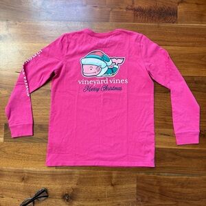 Vineyard Vines Youth Pink Christmas Whale Elf Shirt Size XL (16)